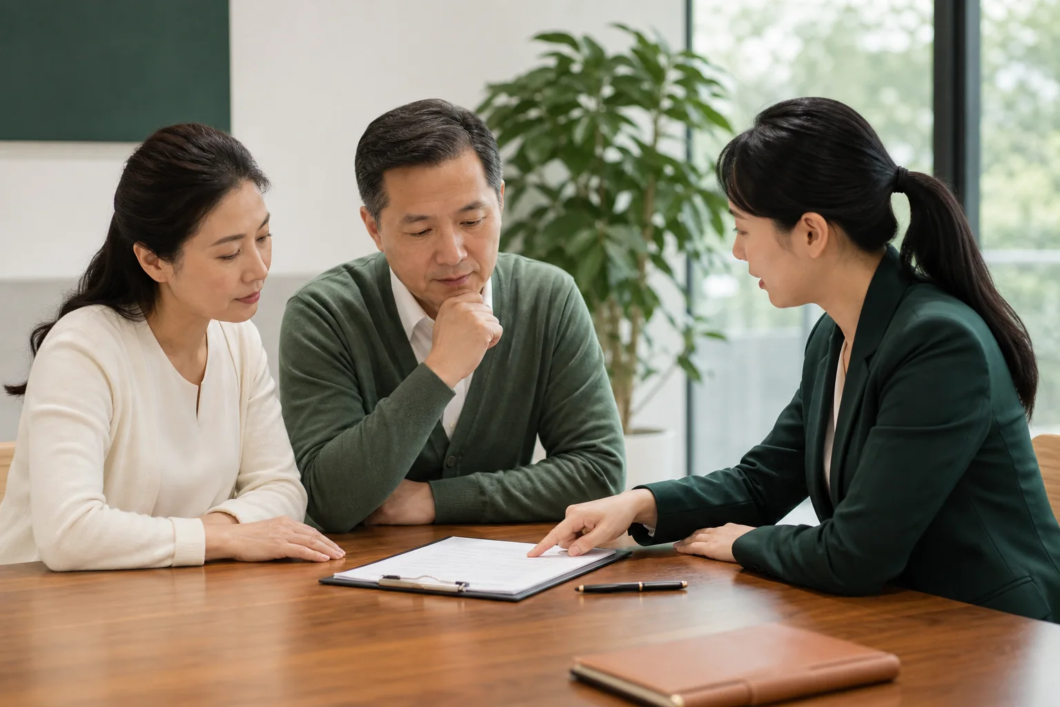 家长与服务人员共同核对线下成长服务协议
